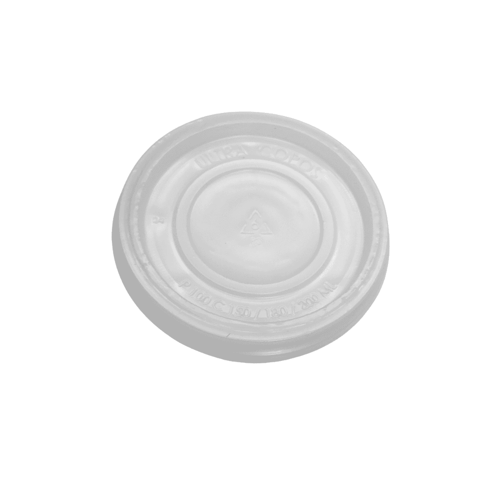 Tampa descartável transparente sem furo PS para Potes 100/145ml e copos PS 150ml/180/200 e 120ml de isopor Ultra 2.000 unidades