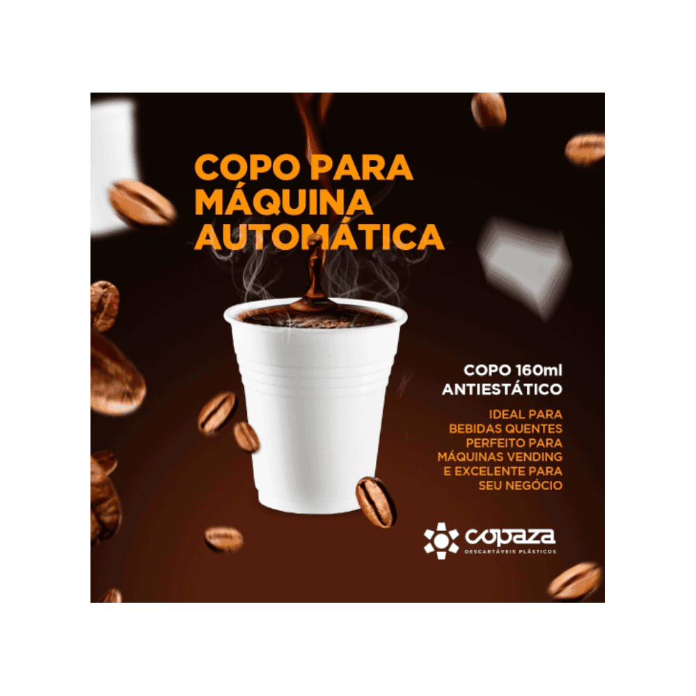 Copo 160ml Branco para Máquina de Café Antiestático Copaza 1.500 unidades