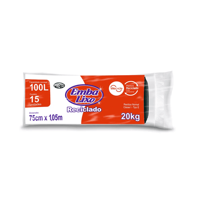 Saco para Lixo 100l Preto Embalixo Rolo 15 unidades