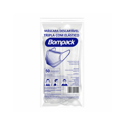 Máscara Descartável Tripla com Elástico Bompack